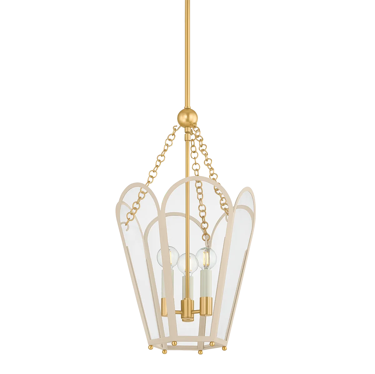 Hudson Valley Small / Aged Brass with Soft Bisque Clarisse Lantern Pendant H1132703-AGB/SBQ