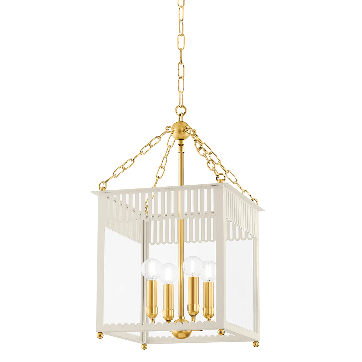Hudson Valley Soft Cream / Small Rosalie Lantern Pendant H932704S-AGB/SCR
