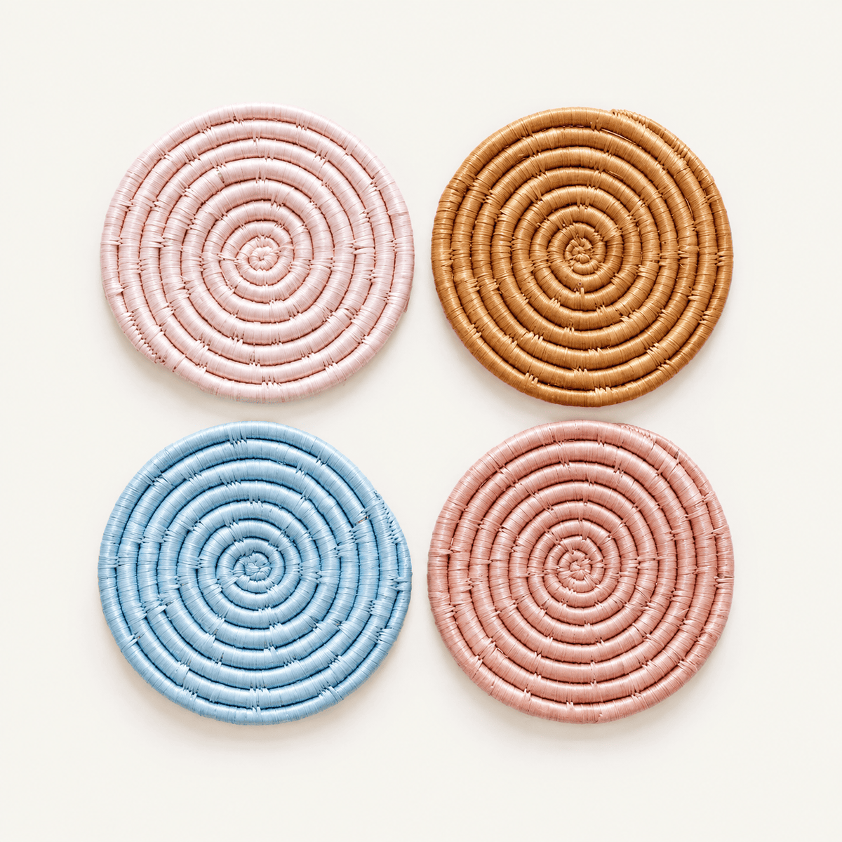 Indego Africa Solid Mixed Set of 4 Coasters Tan Coasters RPC153