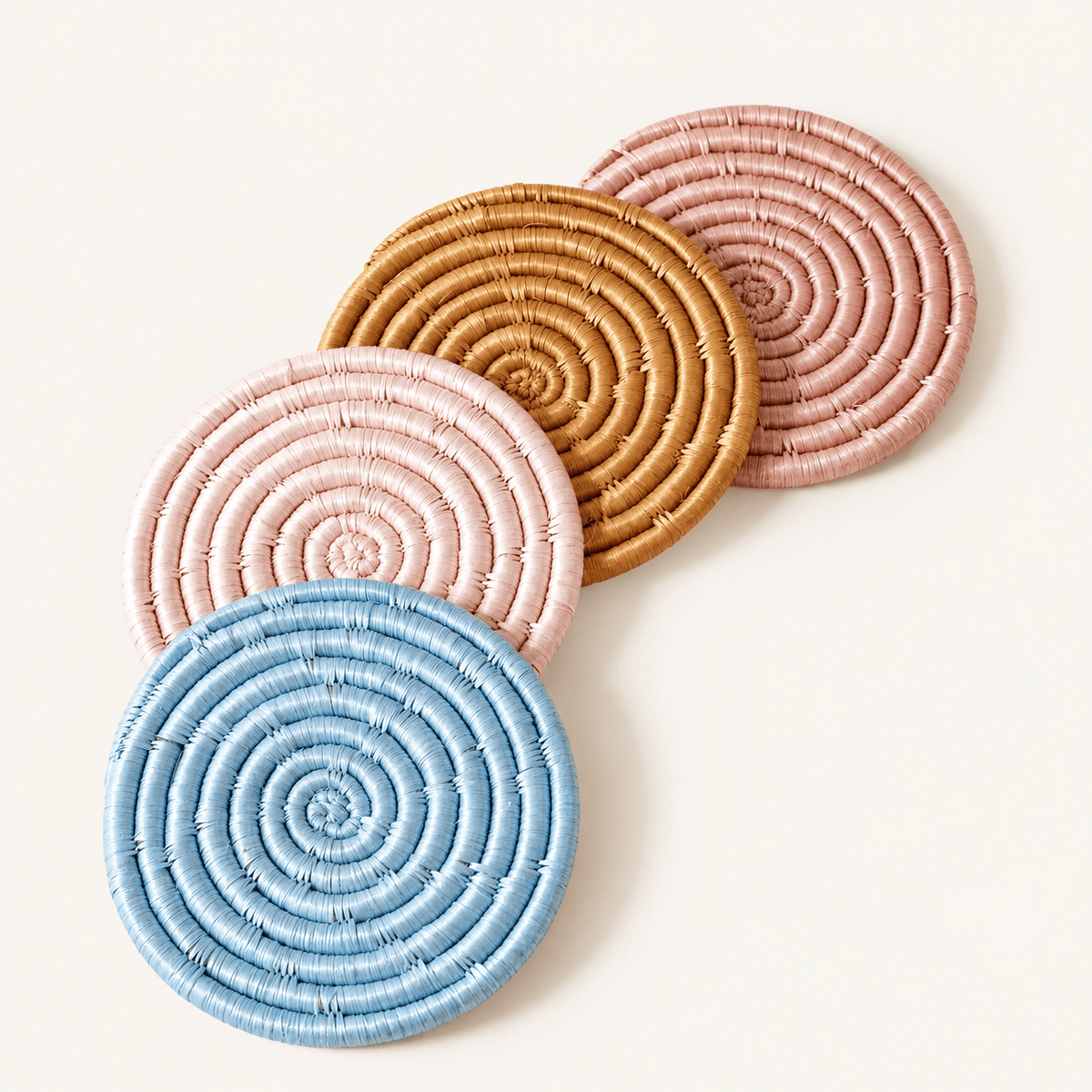 Indego Africa Solid Mixed Set of 4 Coasters Tan Coasters RPC153