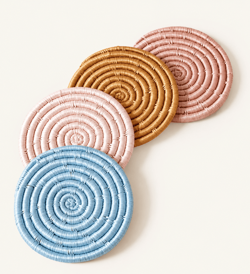 Solid Mixed Set of 4 Coasters Tan