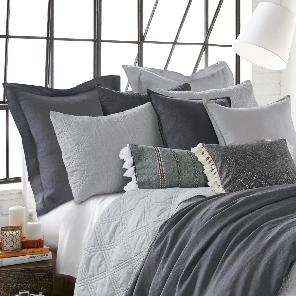 Levtex Charcoal Washed Euro Sham Shams L602SHEF