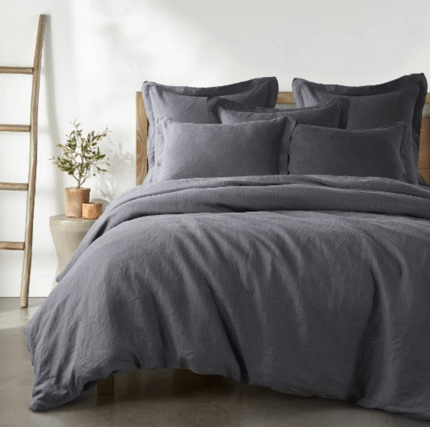 Levtex Twin / Charcoal Linen Duvet Cover Linens & Bedding L602DT