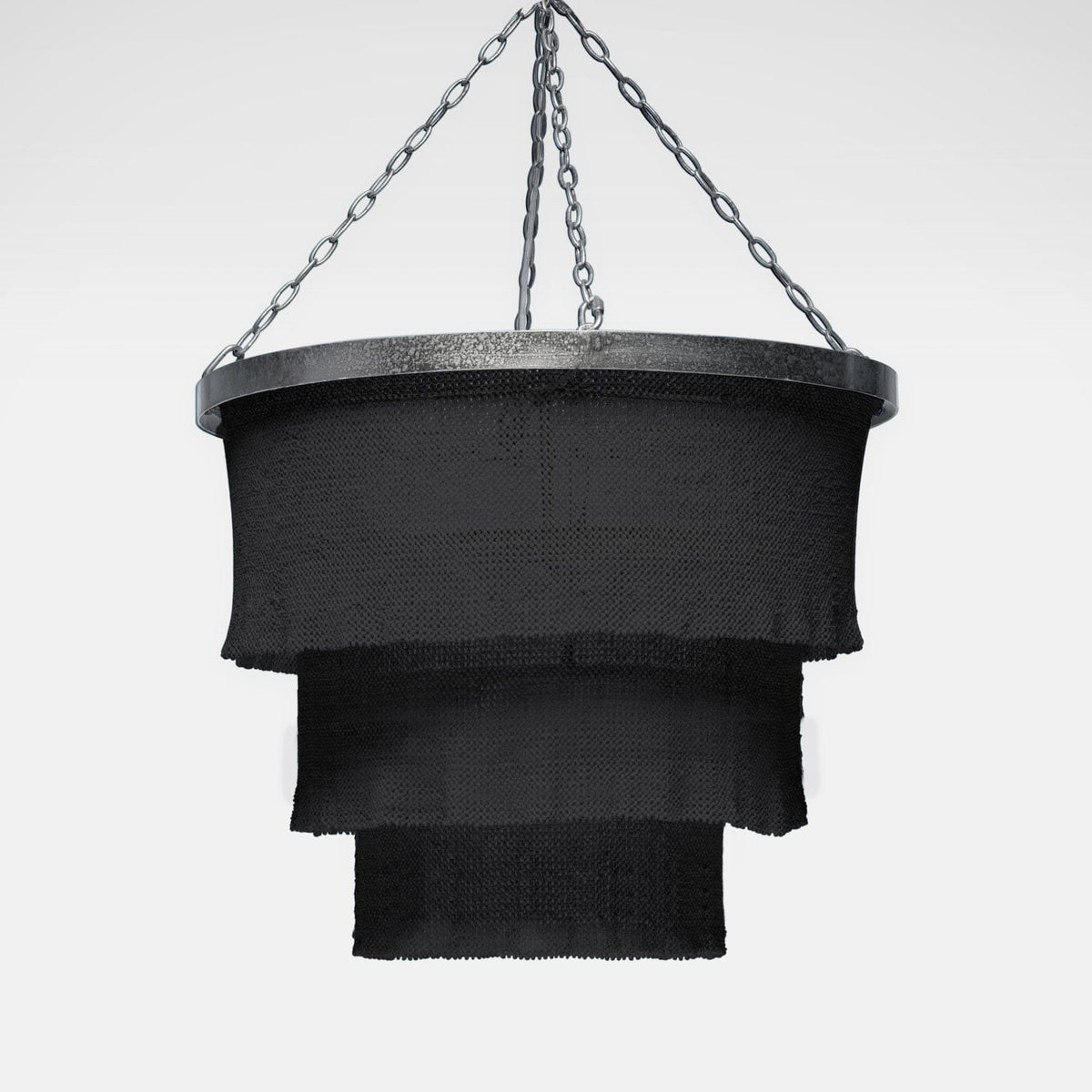 Made Goods Black Coco Beads/Silver Metal Patricia Round Chandelier Chandeliers CHAPATRIC3025BKSL