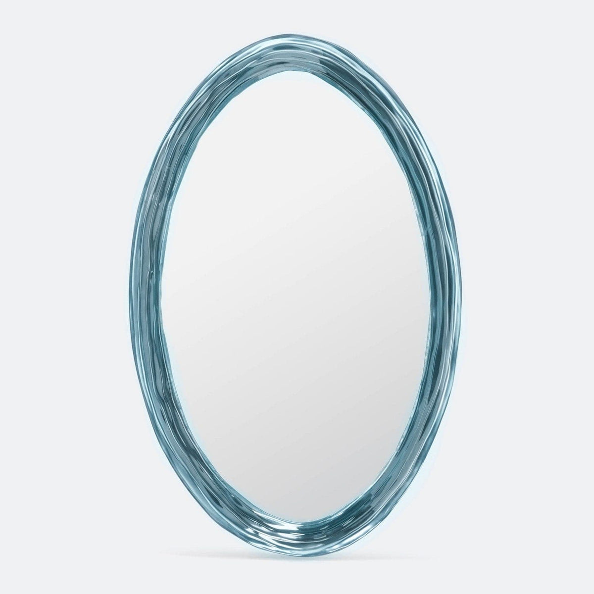 Made Goods Blue Translucent Resin Hetty Oval Mirror Mirrors MIRHETTY3047BL