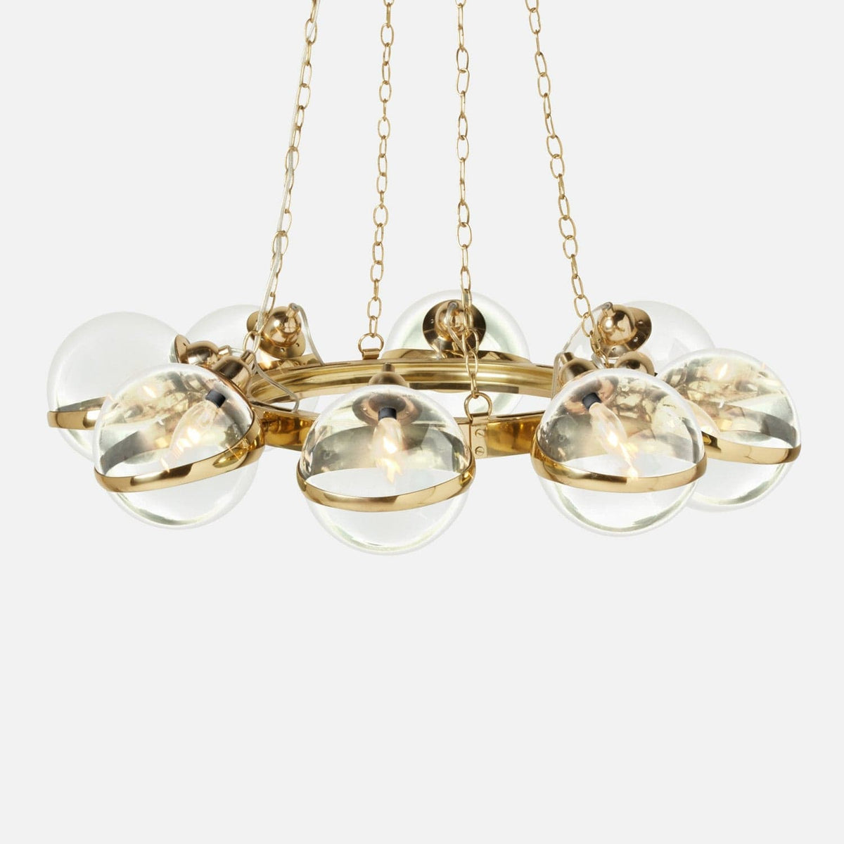 Made Goods Clear Hand Blown Glass/Polished Gold Brass Vangelo Chandelier Chandeliers CHAVANGEL0032CLR