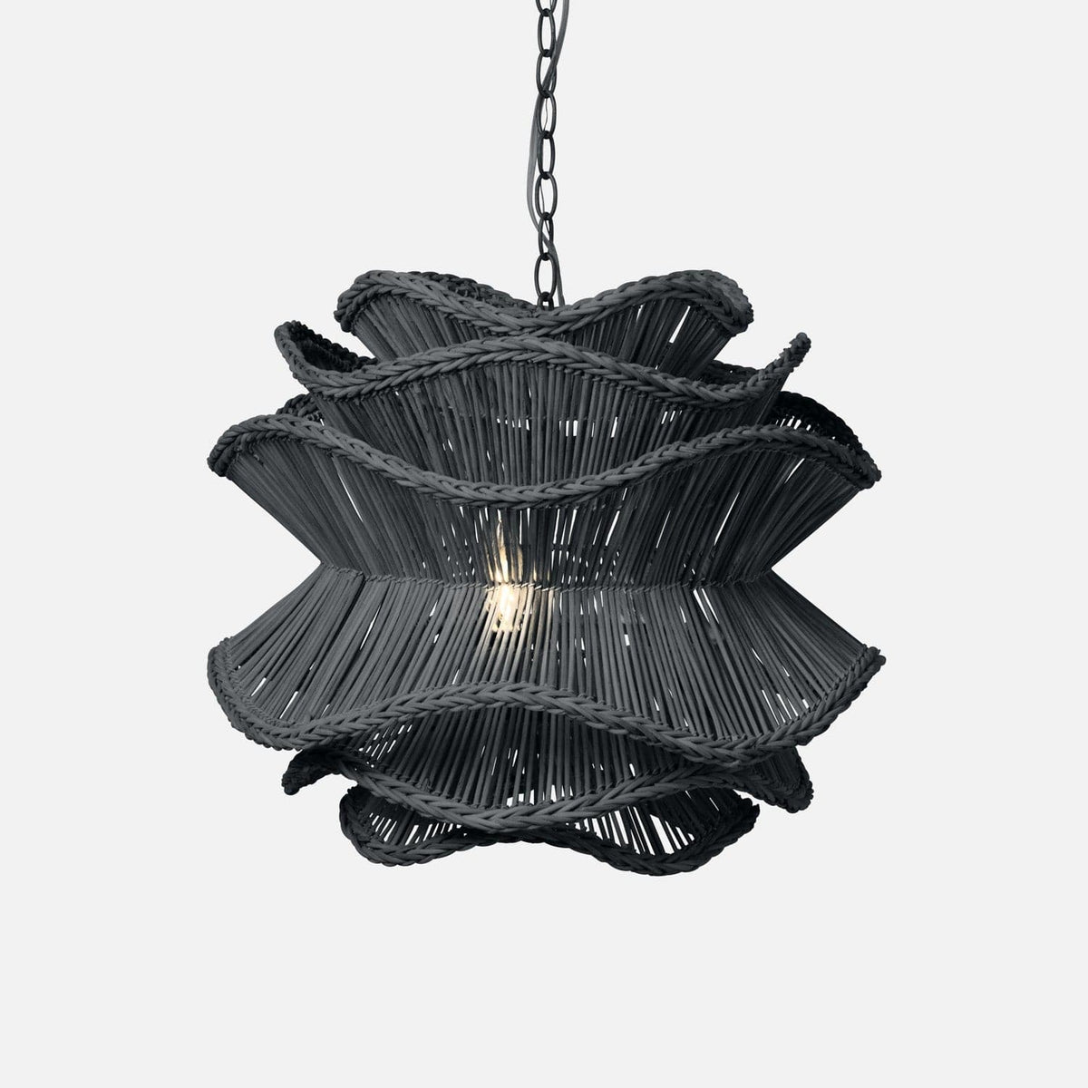 Made Goods Dark Charcoal Rattan Alondra Chandelier Chandeliers CHAALONDR2218DC