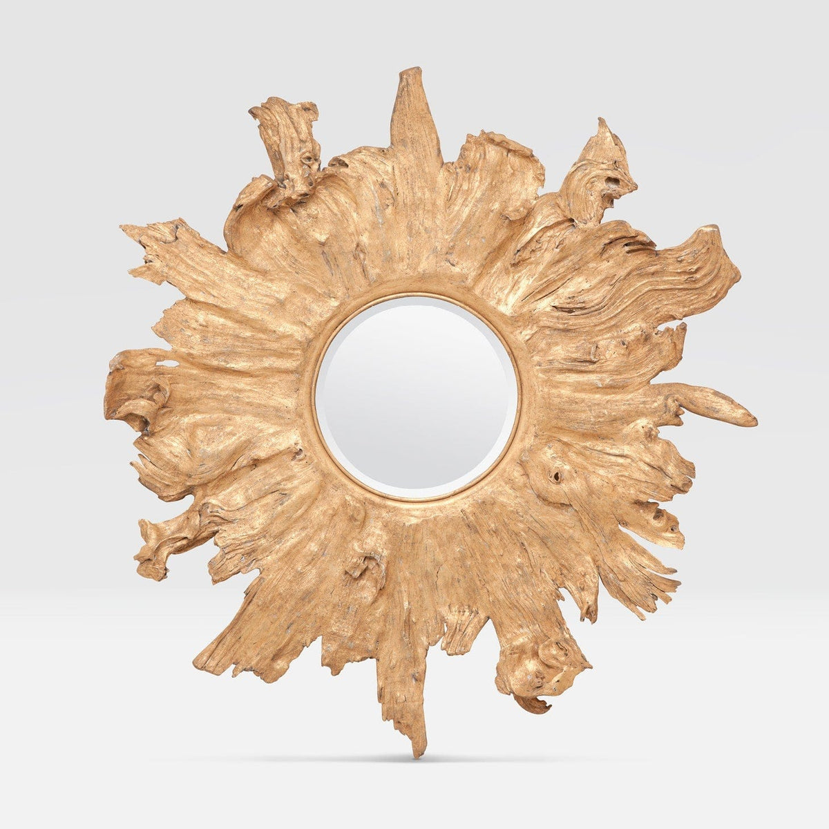 Made Goods Distressed Gold Mangrove Wood Floris Mirror Mirrors MIRFLORIS0048GL