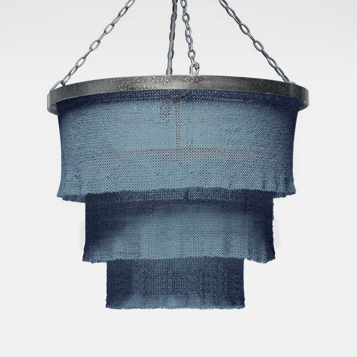 Made Goods Dusty Blue Coco Beads/Silver Metal Patricia Round Chandelier Chandeliers CHAPATRICTQ3025SL