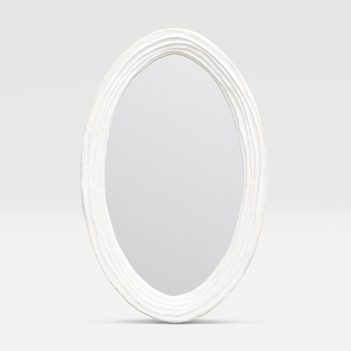 Made Goods Flat White Resin Hetty Oval Mirror Mirrors MIRHETTY3047WH
