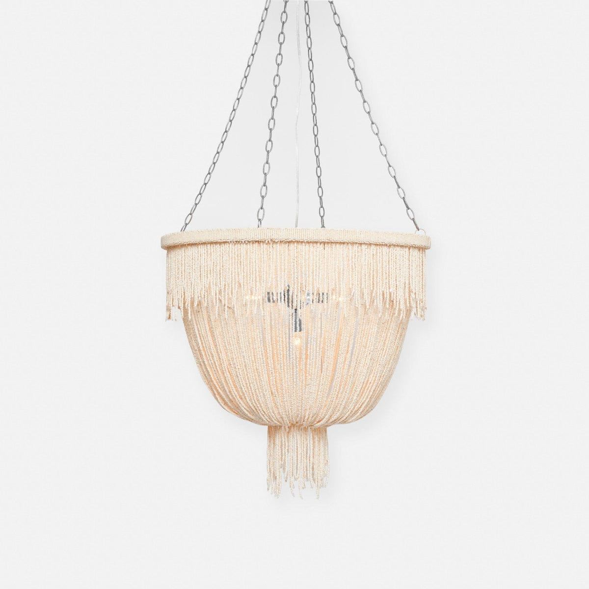 Made Goods Natural Coco Wood Beads/Silver Metal Carmen Chandelier Chandeliers CHACARMEN3025BZ