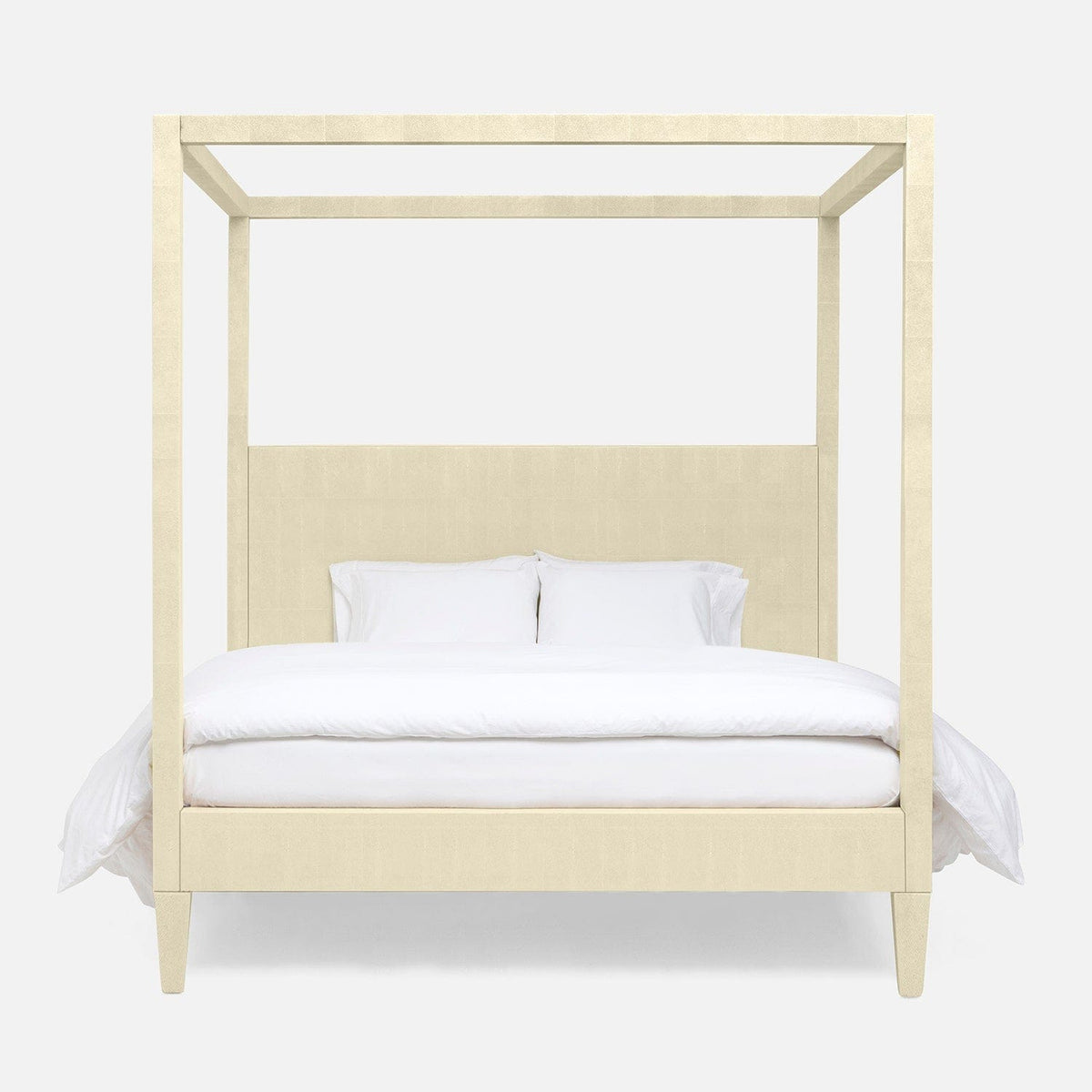Made Goods Off-White Vintage Faux Shagreen Sorin Bed - King Bed Frames FURSORINBD4PKGFSIV