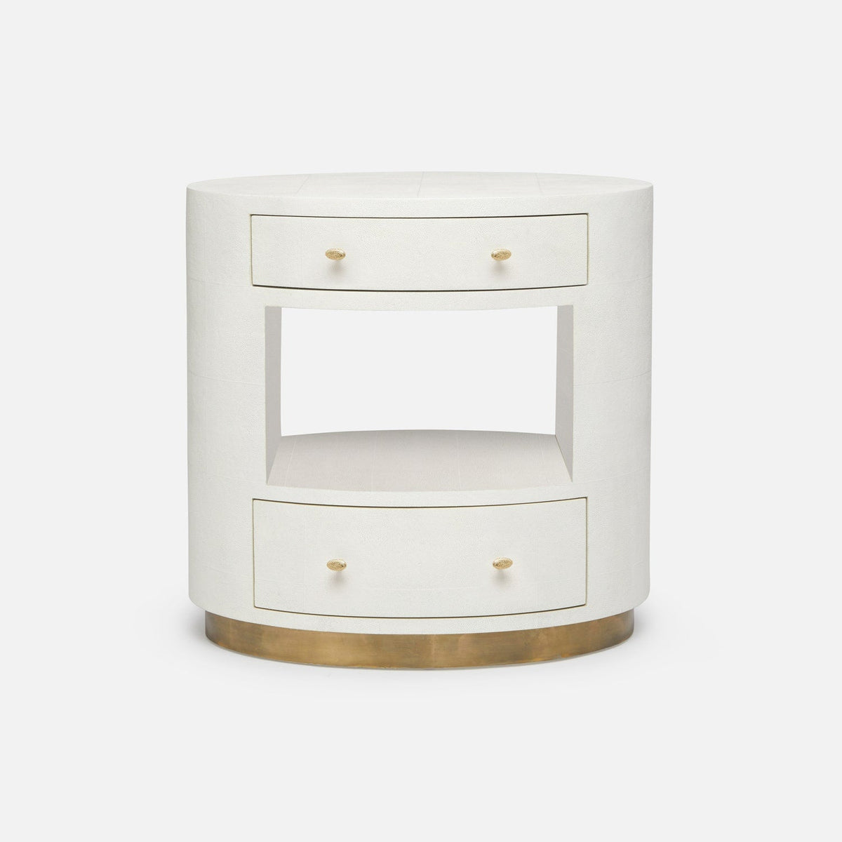 Made Goods Pristine Vintage Faux Shagreen/Antiqued Gold Metal Nerine Nightstand Nightstands FURNERINENGDBFSPRT