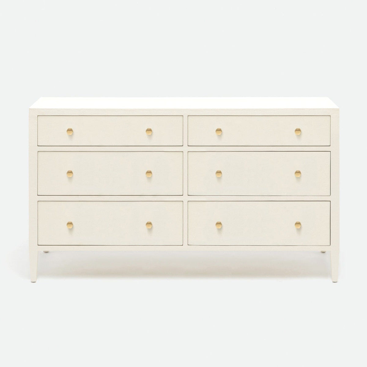 Made Goods White Faux Belgian Linen Jarin 60 Inch Dresser Dressers FURJARINDR60LNWH