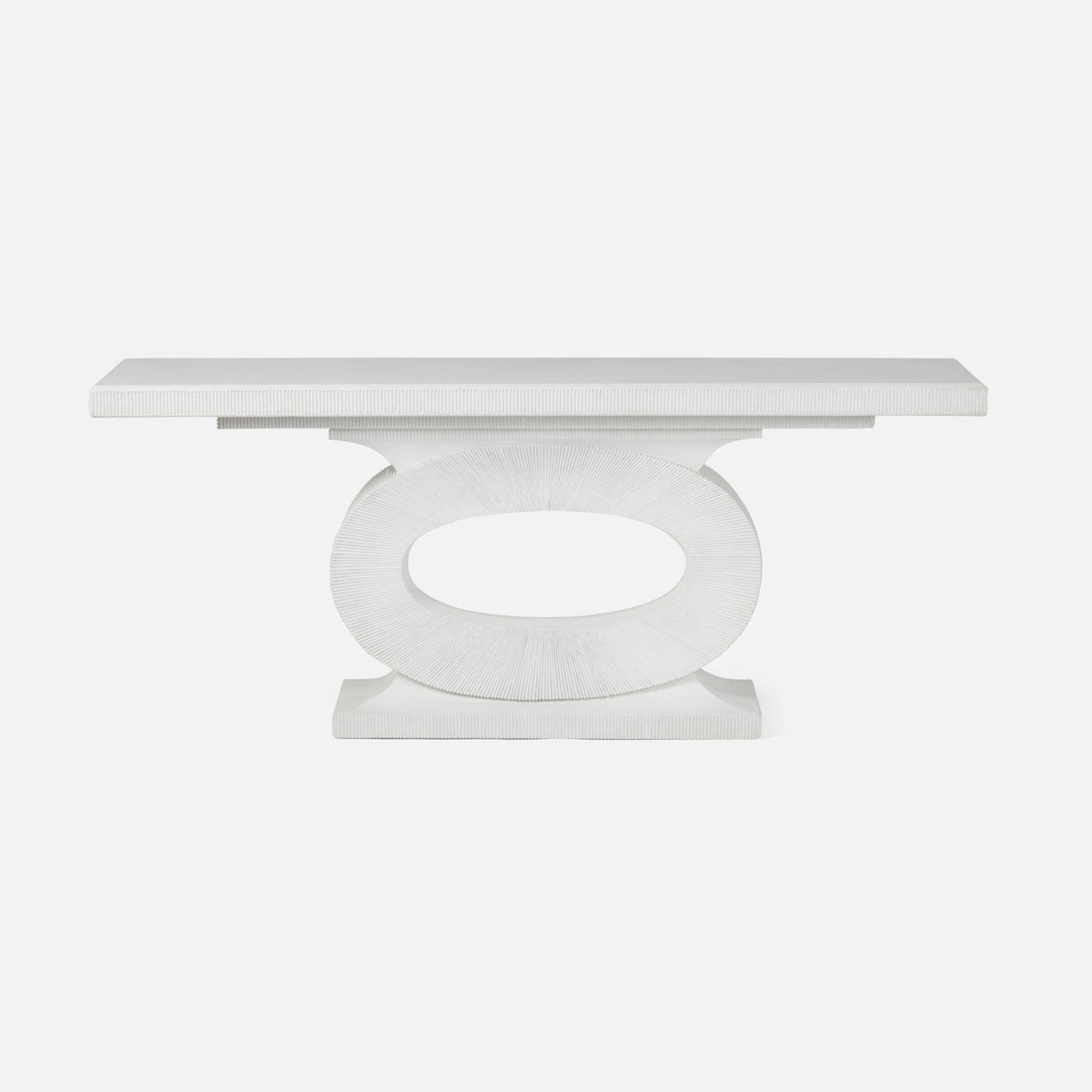 Made Goods White Plaster Reconstituted Stone Grier Console Console Table FURGRIERCON7818WHP