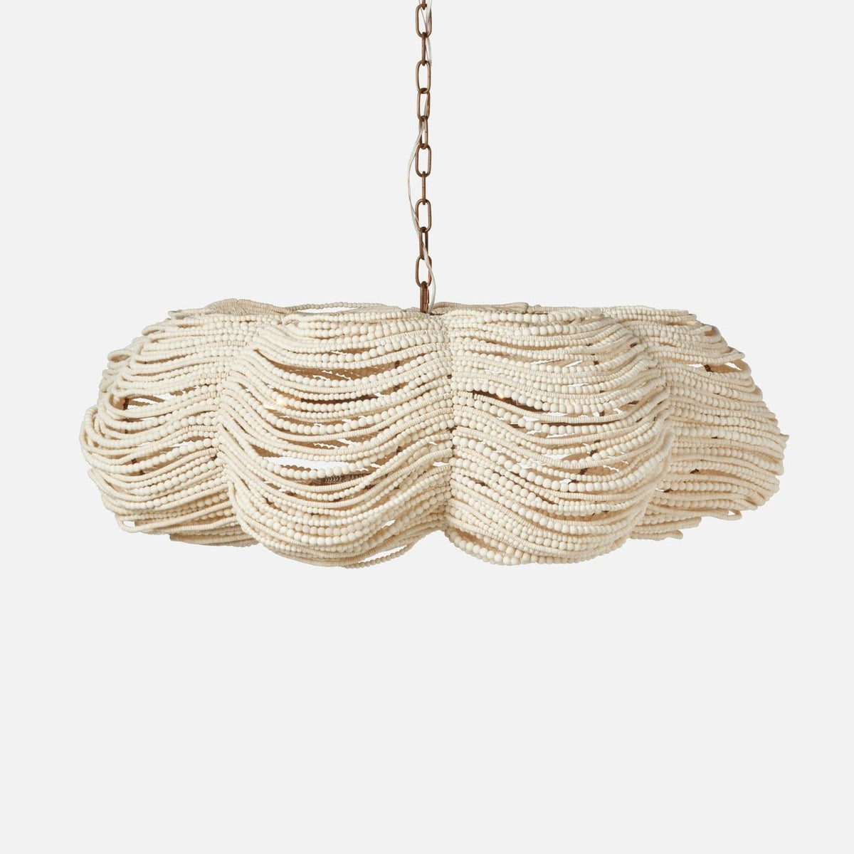 Made Goods White Wood Beads Kira Chandelier - Large Chandeliers CHAKIRA4213WH
