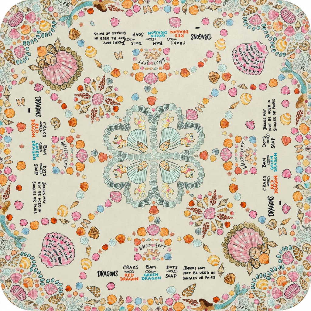 Megan Molten Seashell Mahjong Mat Decorative Game