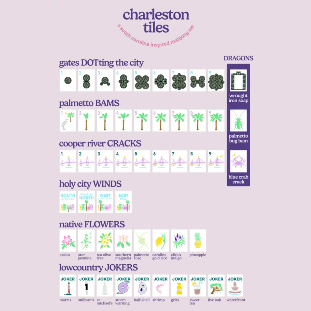 Middle & Main Mahjong Charleston Tiles Set Mahjong