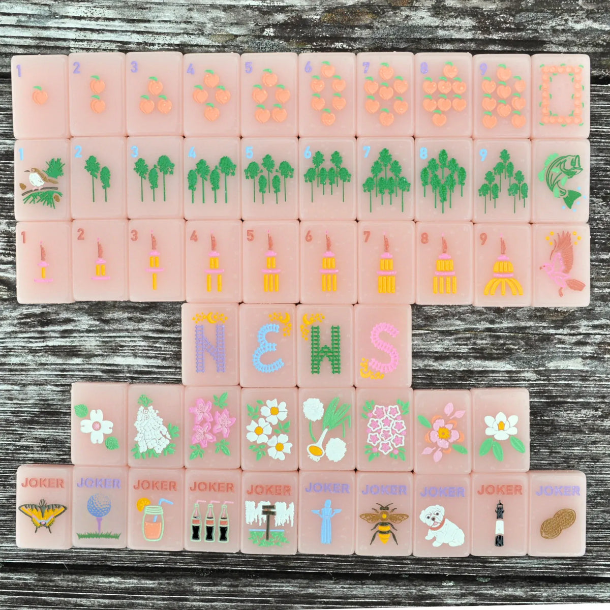 Middle & Main Mahjong Peach & Pine Tiles Set Mahjong