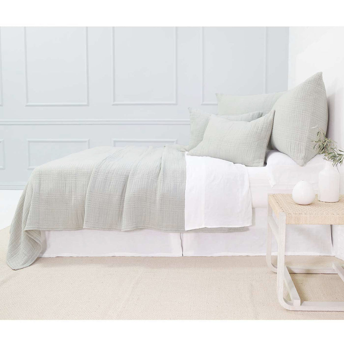 PomPom Arsenal Coverlet- Mist Blankets