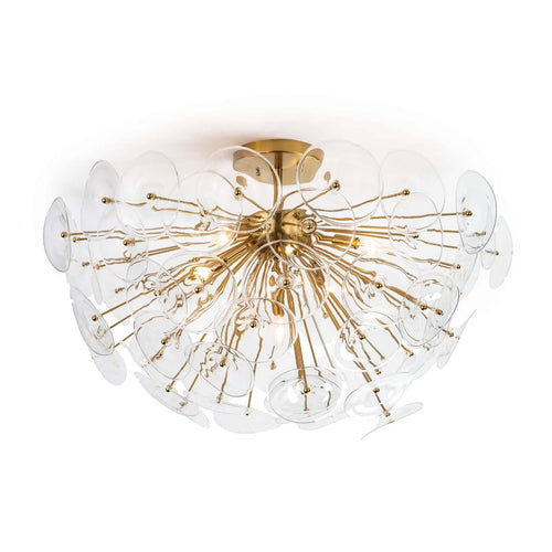 Regina Andrew Clear and Natural Brass Poppy Glass Semi Flush Mount Lighting 16-1232CLR