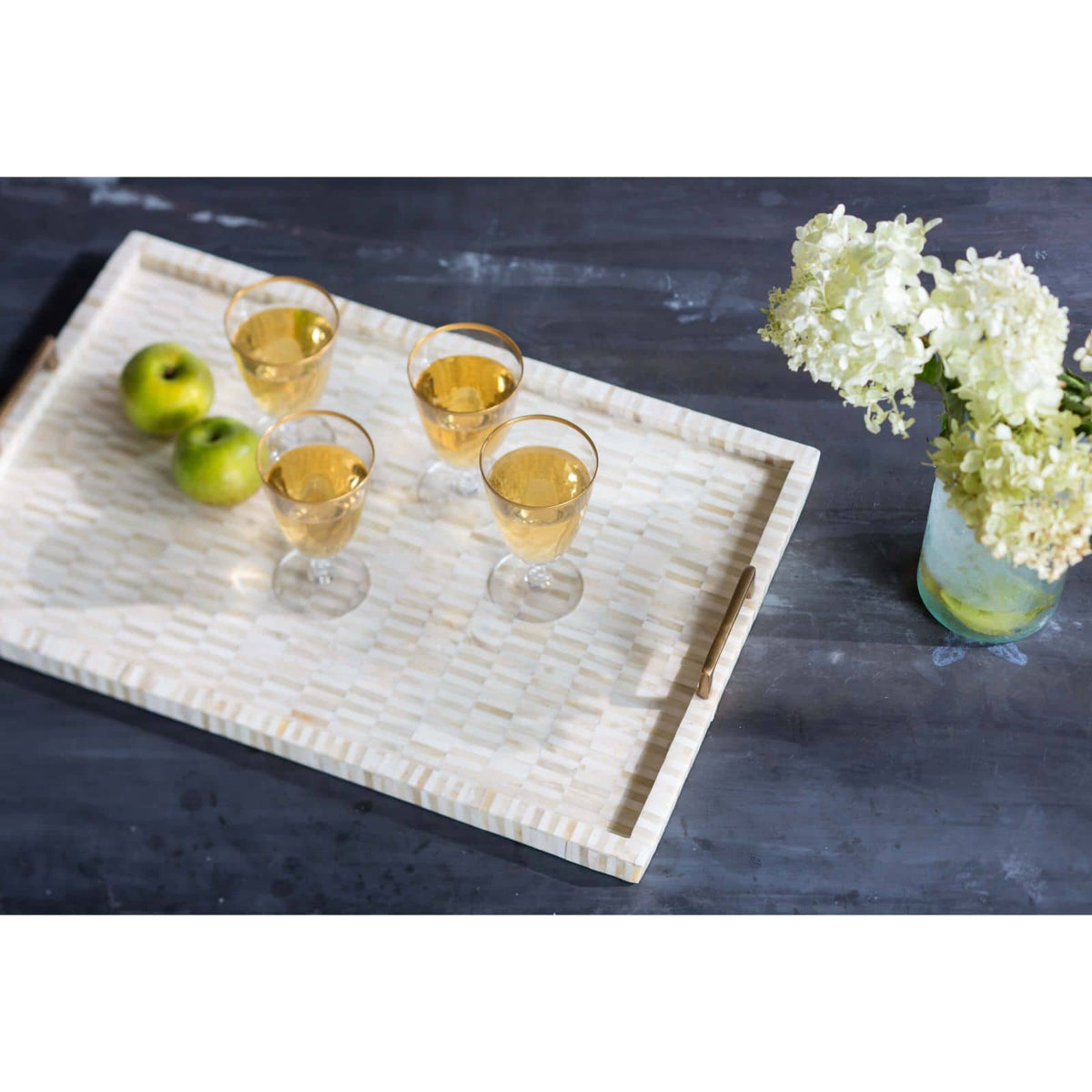Regina Andrew Multi-Tone Bone & Brass Tray Serving Trays 20-1039