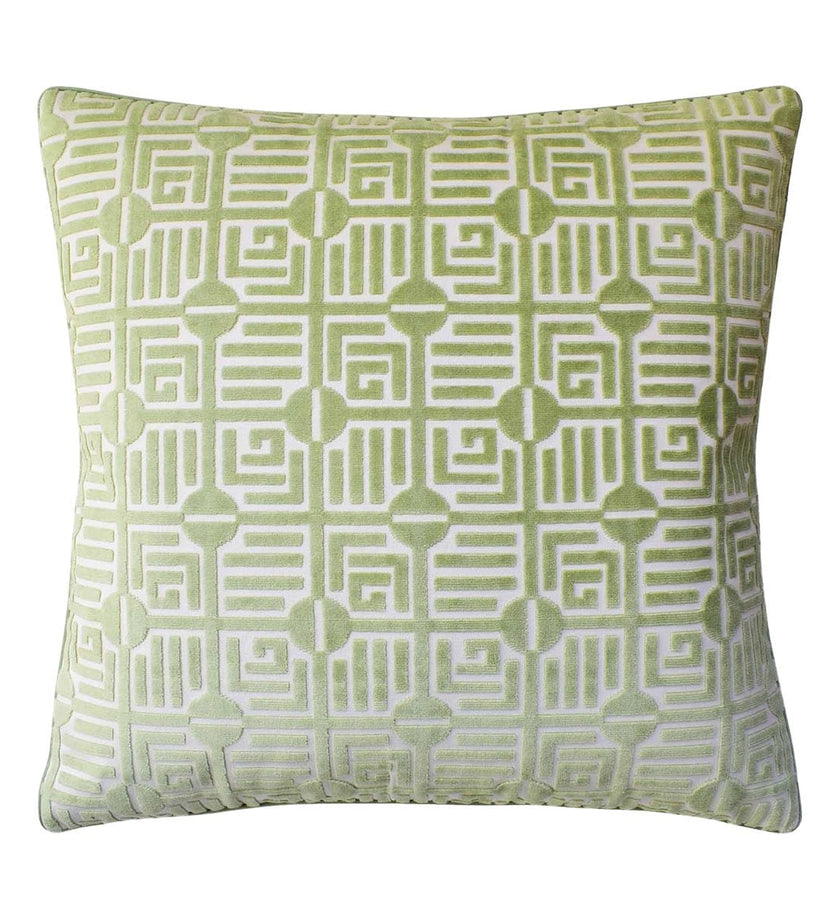 Labyrinth Velvet Pillow - Sage