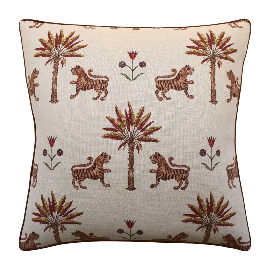 Ryan Studio Tiger Palm Pillow - Crimson Pillows
