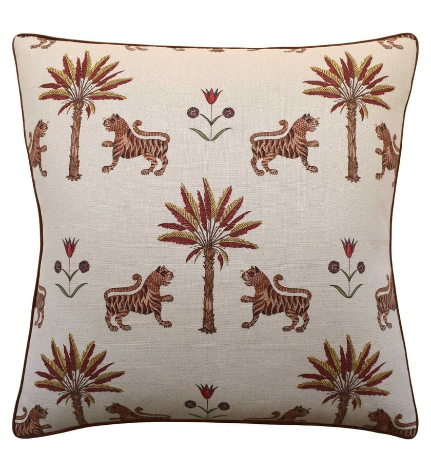 Tiger Palm Pillow - Crimson