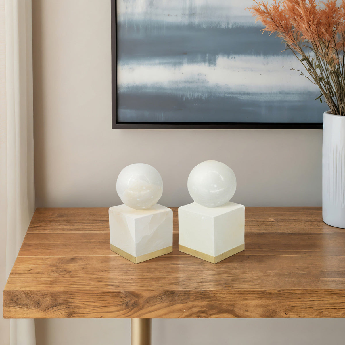 Sagebrook Home Alabaster Orb on Base Decorative Objects EV19386