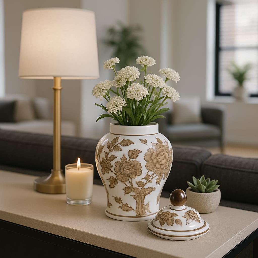 Sagebrook Home Cannonside Brown Chinoiserie Decorative Jars 22527