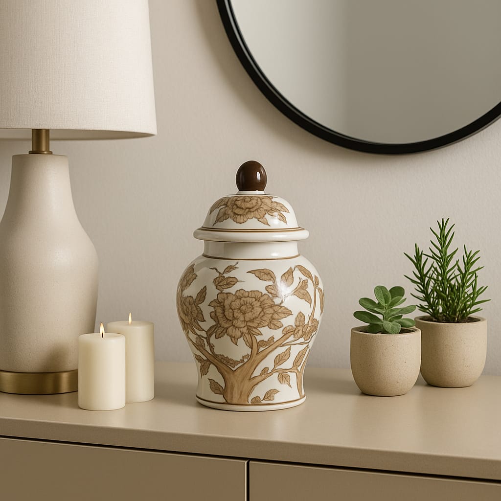 Sagebrook Home Cannonside Brown Chinoiserie Decorative Jars 22527