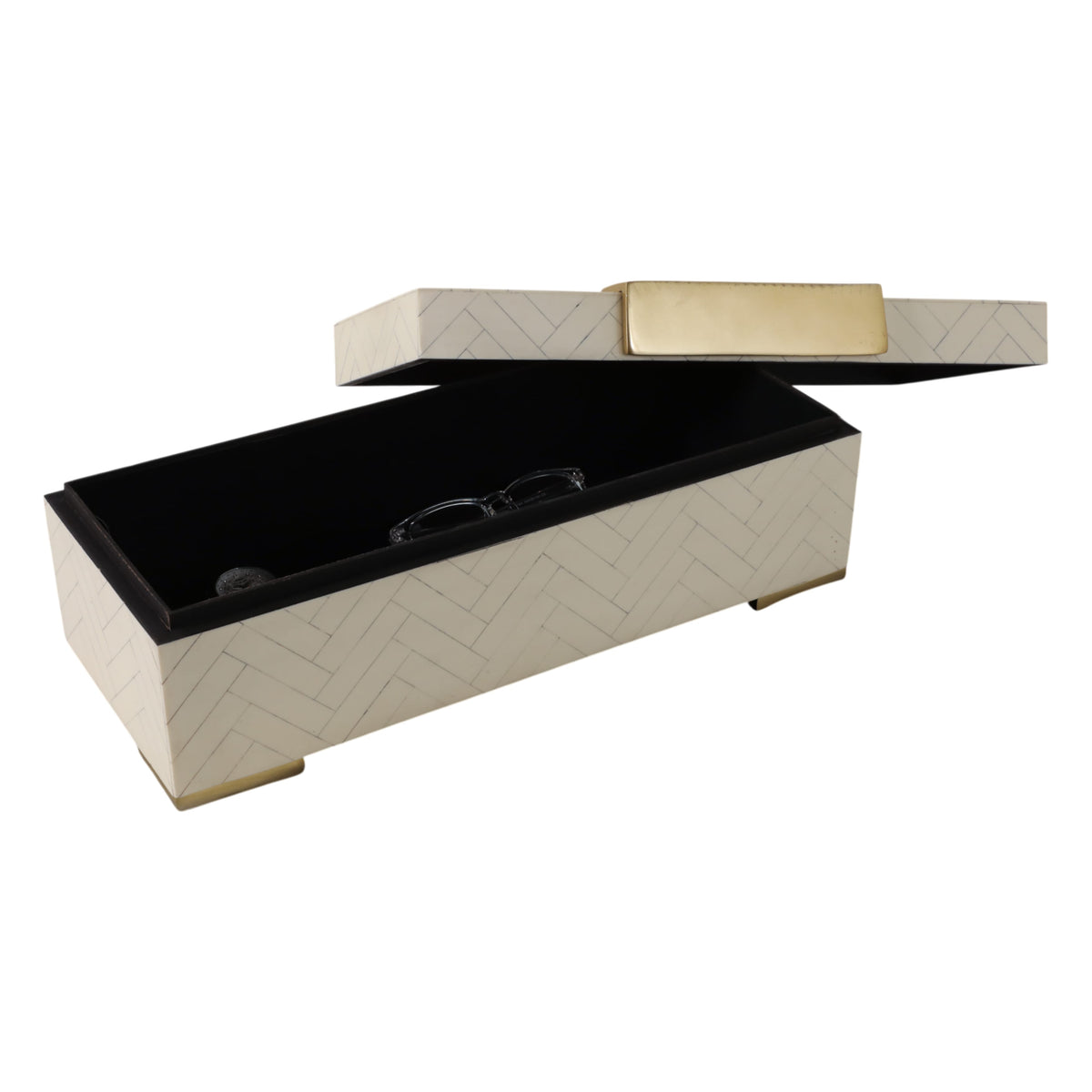 Sagebrook Home Chiltonoak Ivory Box Accent Boxes EV19209