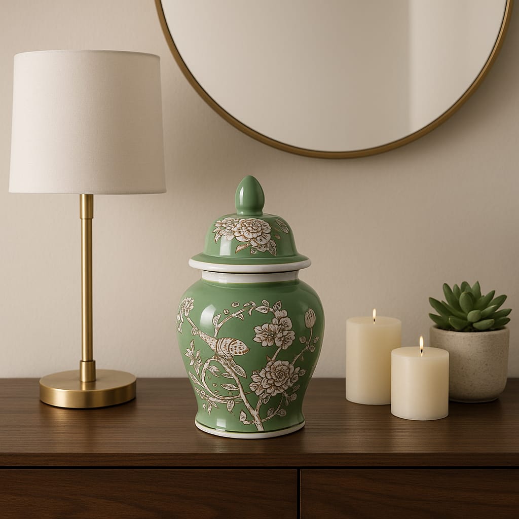 Sagebrook Home Eldredport Green Chinoiserie Decorative Jars