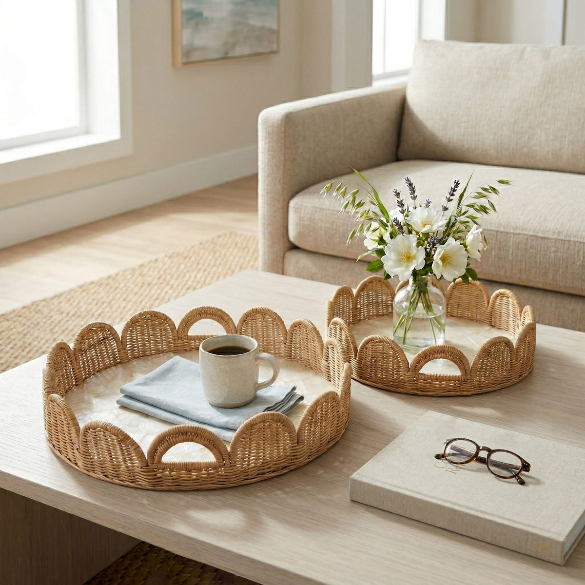 Sagebrook Home Ethanholm Ivory Tray Tray