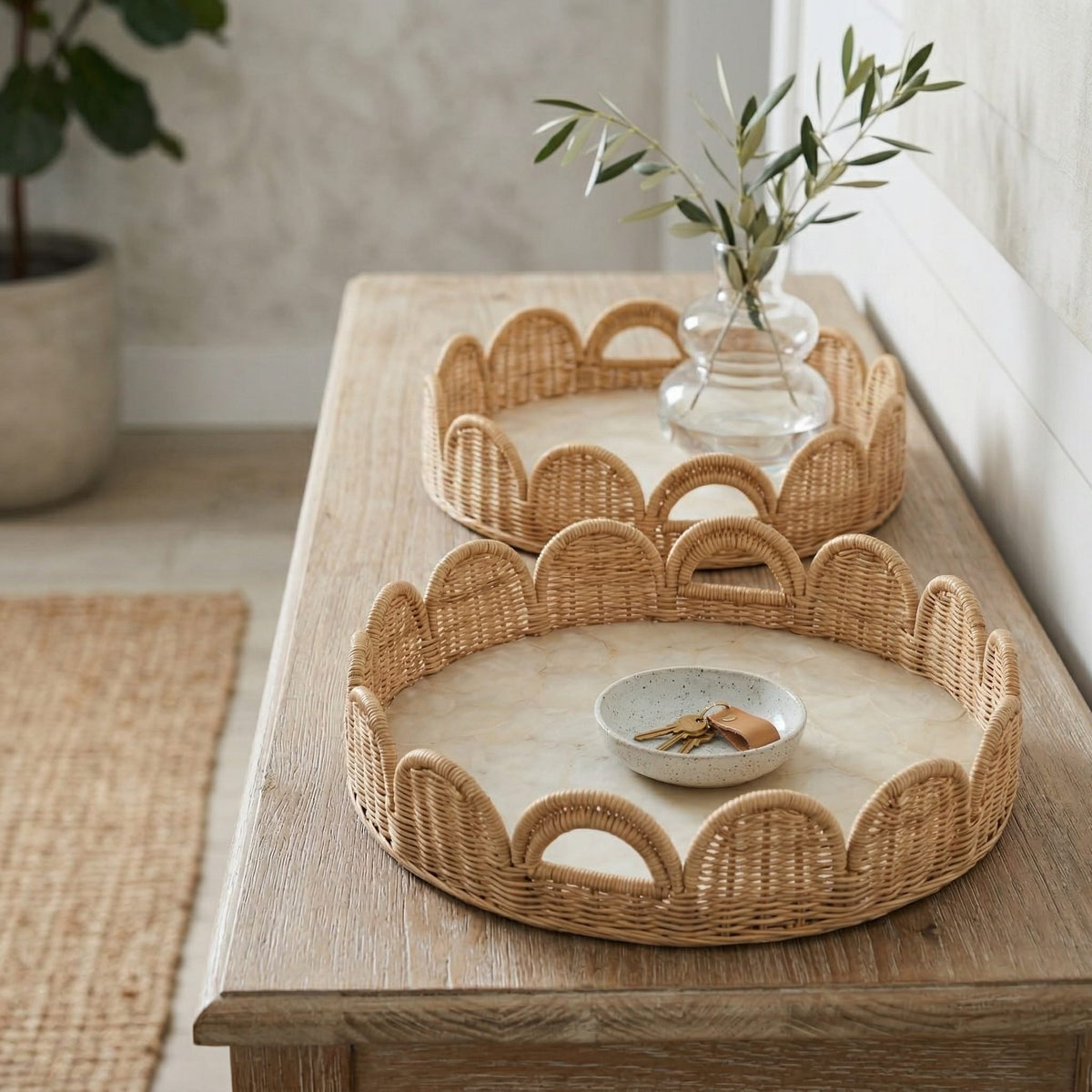 Sagebrook Home Ethanholm Ivory Tray Tray