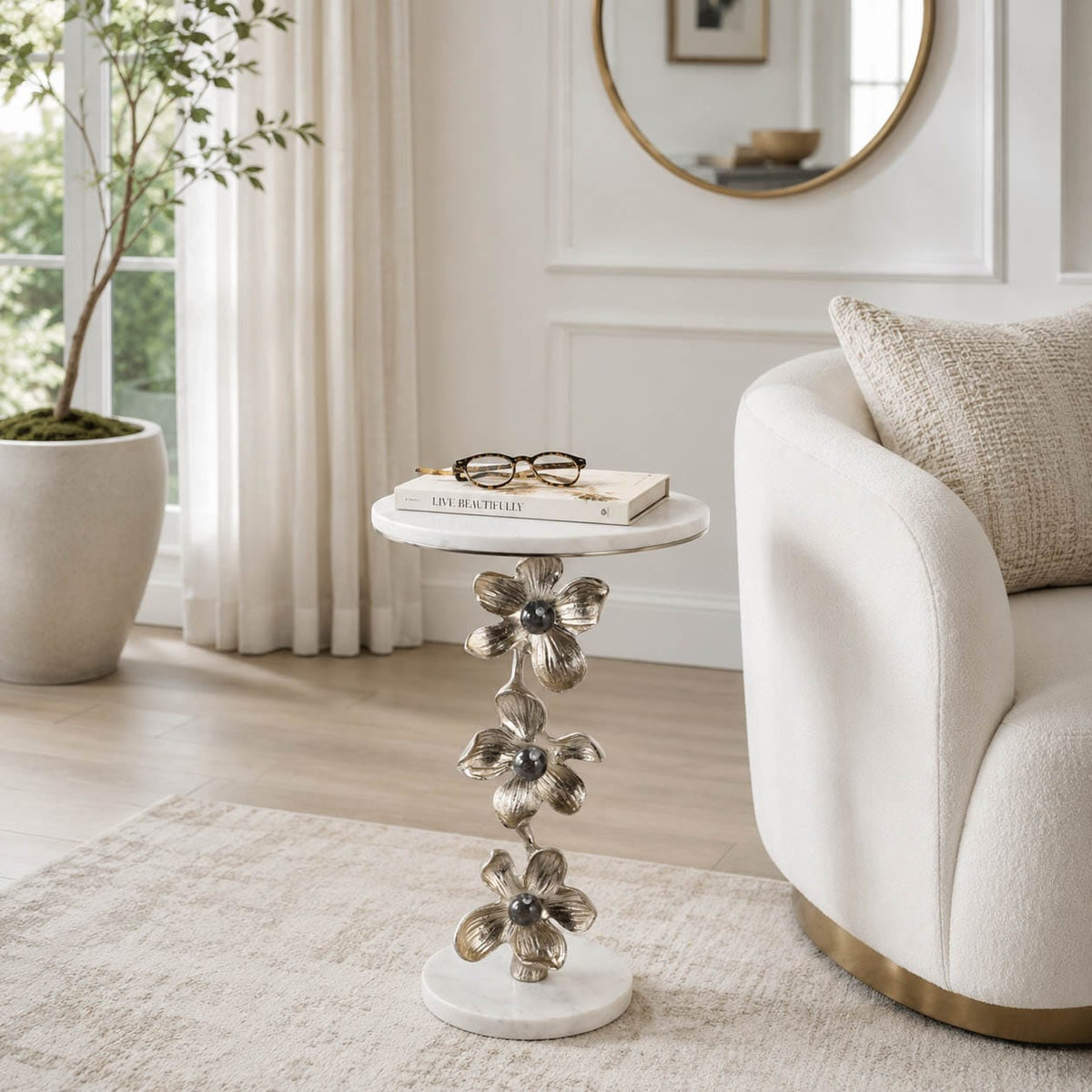 Sagebrook Home Ethanlake White Table Side Table EV23841