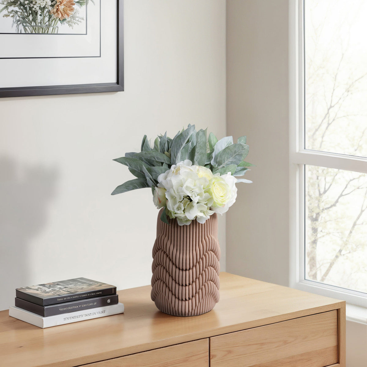 Sagebrook Home Ethos 3D Printed Porcelain Vase Vase