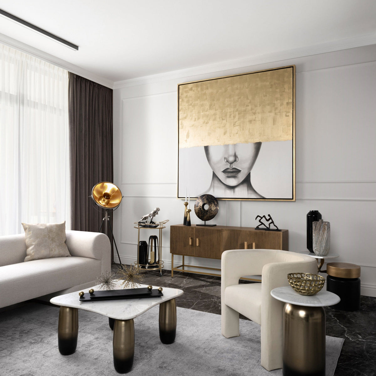 Sagebrook Home Flat Metal Tray with Knob Handles Decorative Trays