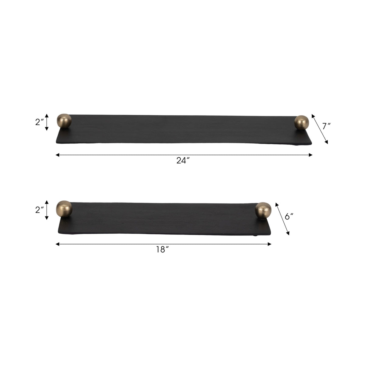 Sagebrook Home Flat Metal Tray with Knob Handles Decorative Trays