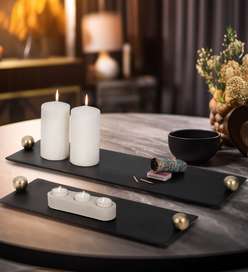 Flat Metal Tray with Knob Handles - secondary