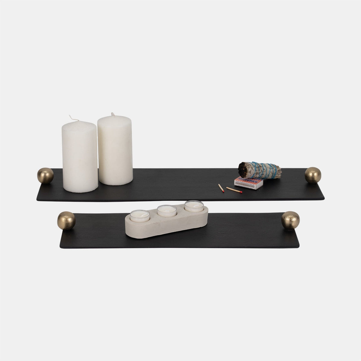 Sagebrook Home Flat Metal Tray with Knob Handles Decorative Trays