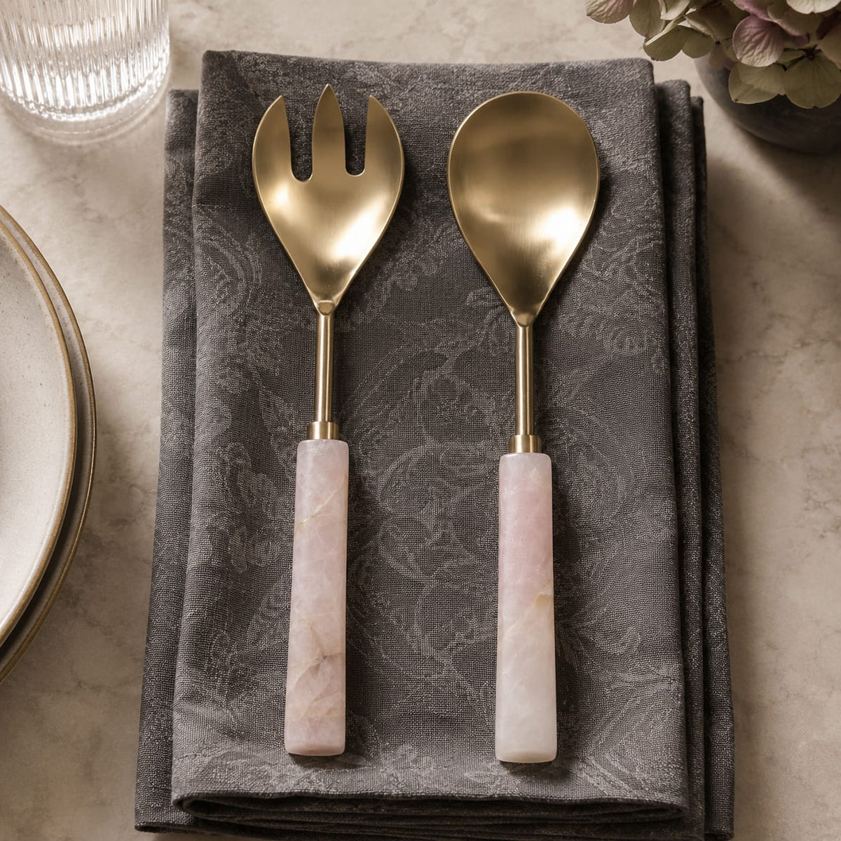 Sagebrook Home Frazergate Set of 2 Gold Serveware Utensil Sets EV23548-01