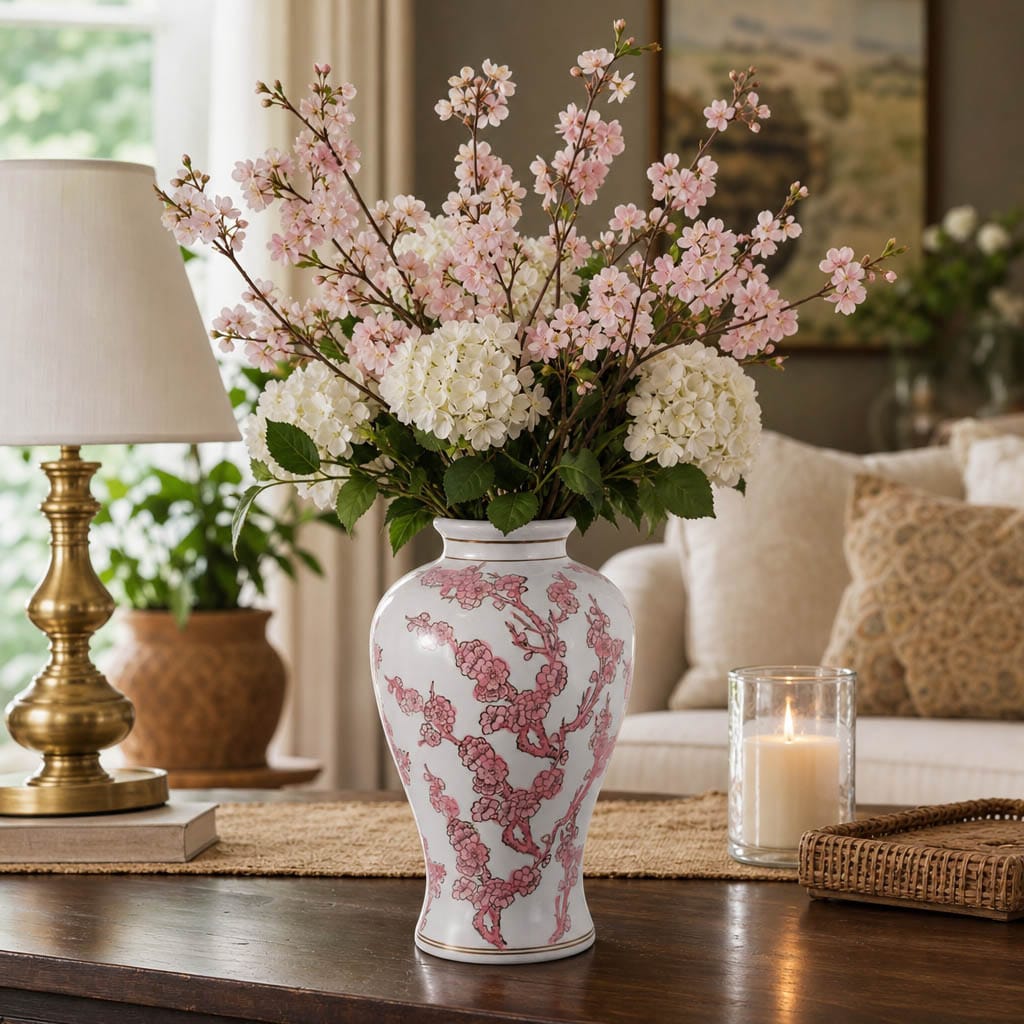 Sagebrook Home Glenley Pink Chinoiserie Decorative Jars 23702-01