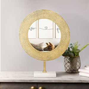 Sagebrook Home Gold Hammered Mirror on Stand Decorative Objects