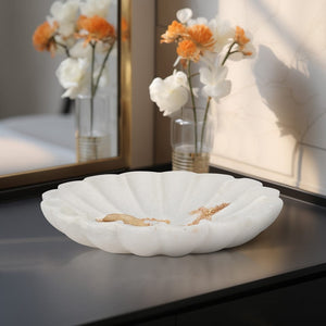 Sagebrook Home Hadara Marble Flower Dish Decorative Bowls EV19421