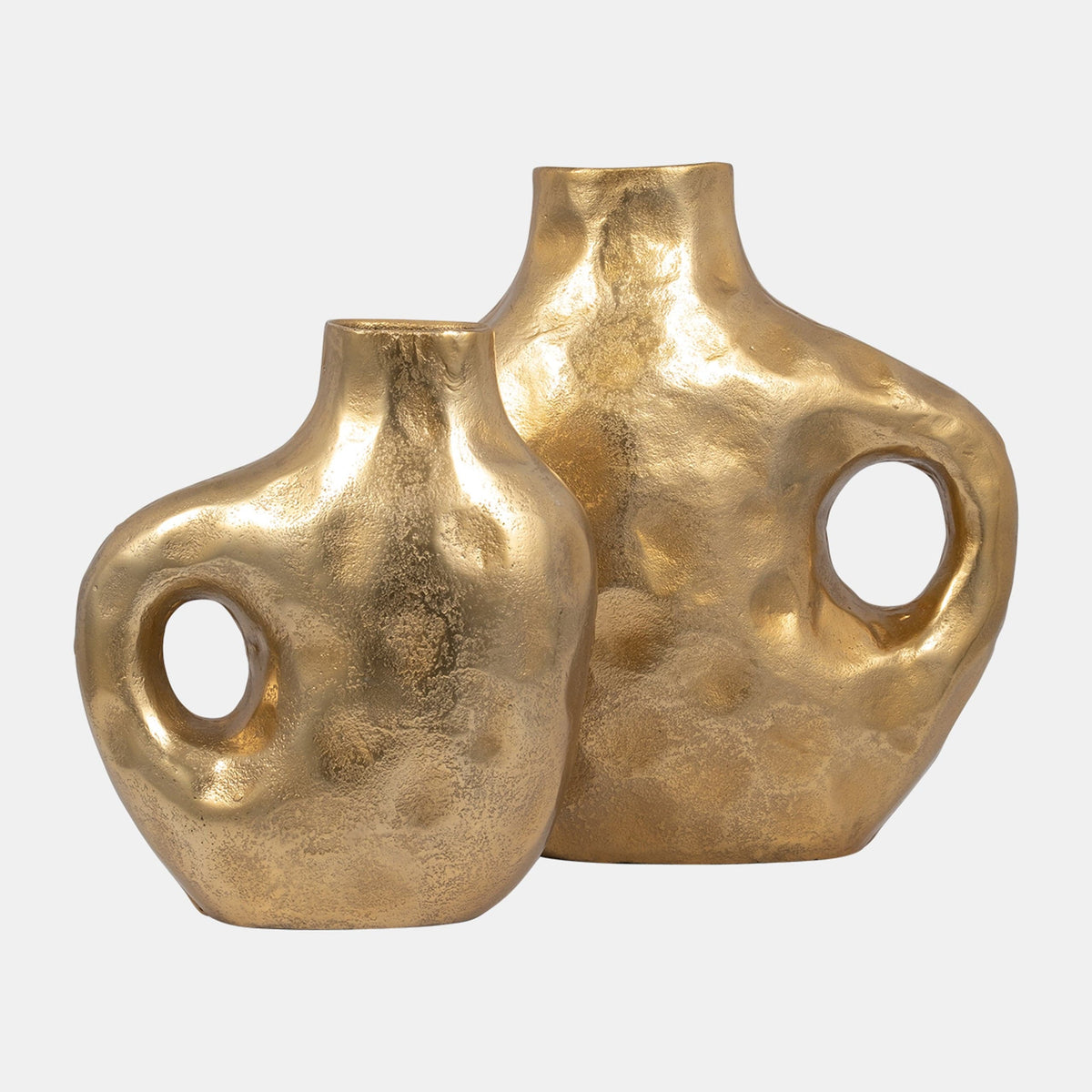 Sagebrook Home Hammerd Cut-out Vase, Gold Vase 18457-01