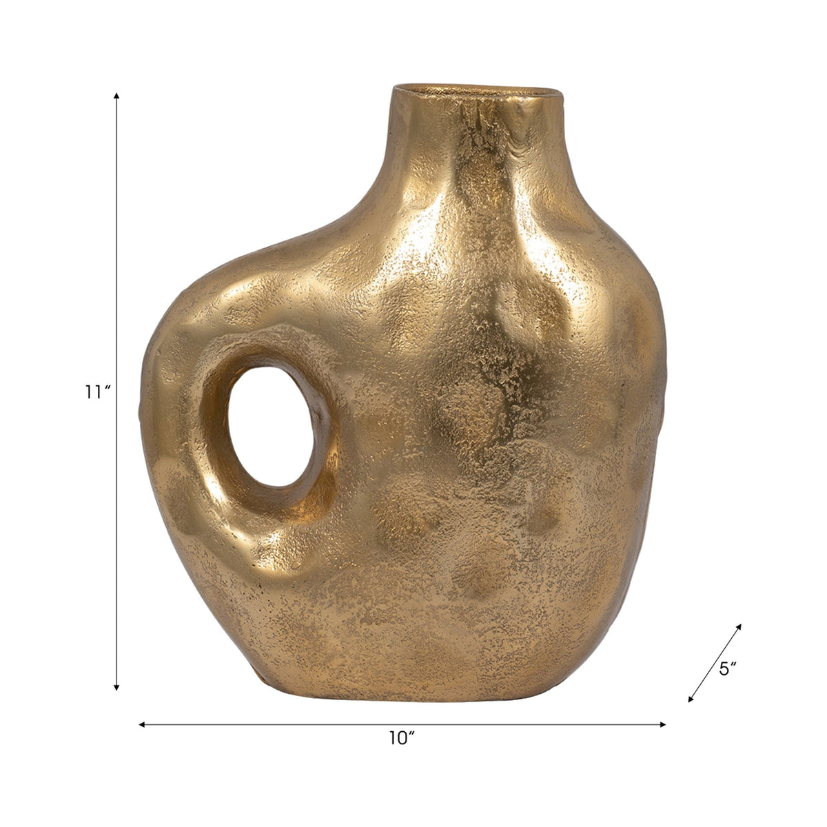 Sagebrook Home Hammerd Cut-out Vase, Gold Vase 18457-01