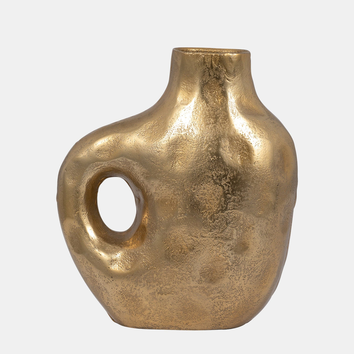 Sagebrook Home Hammerd Cut-out Vase, Gold Vase 18457-01