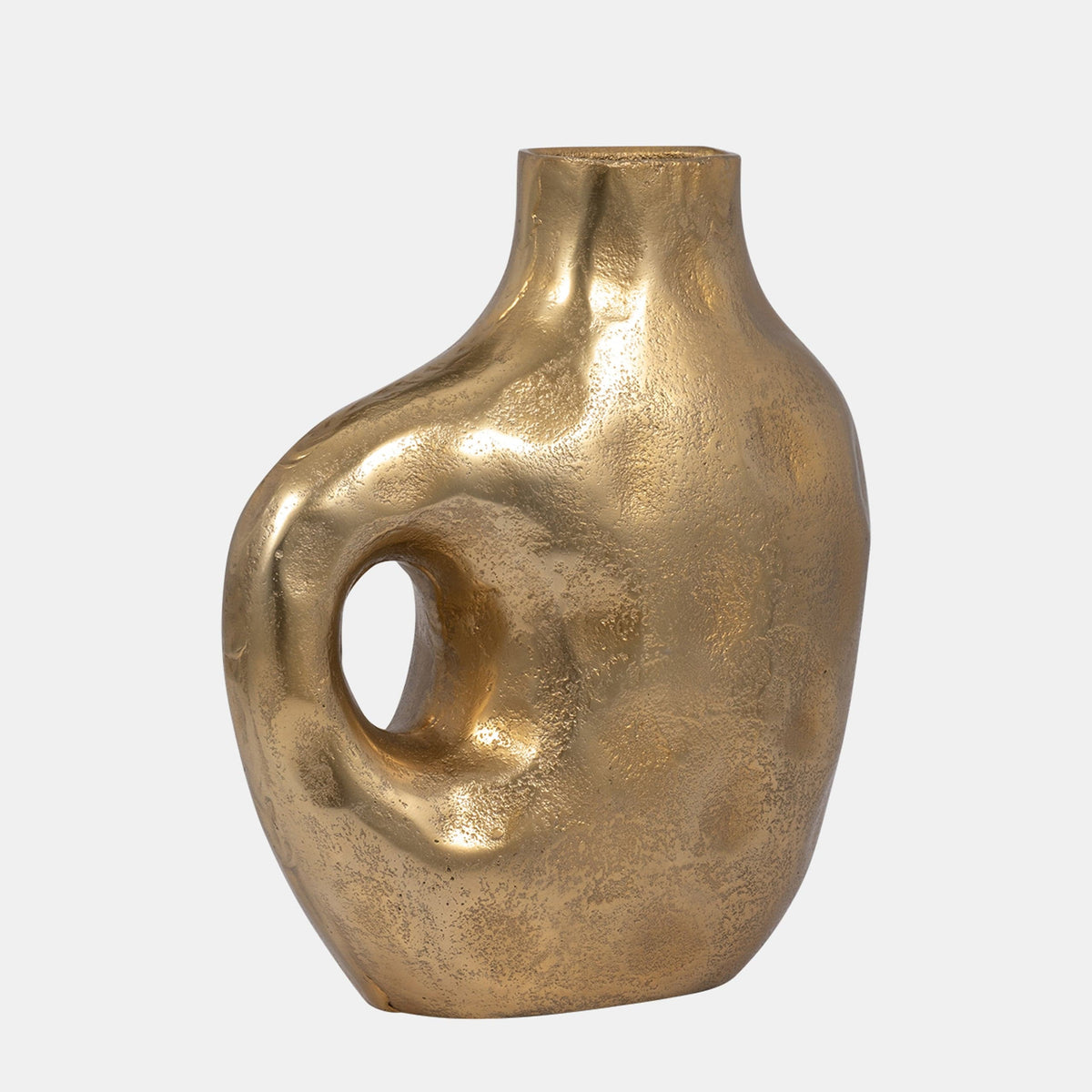 Sagebrook Home Hammerd Cut-out Vase, Gold Vase 18457-01